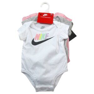 Lot of 3 Nike Bodysuit Kids 6 Months Multi Swoosh Logo Short Sleeve Crew Neck